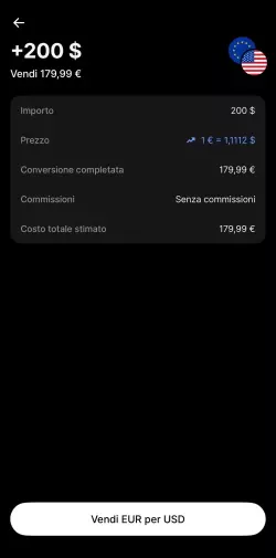 Revolut riepilogo conversione