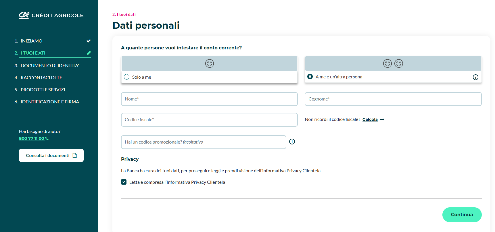 conto cointestato credit agricole apertura