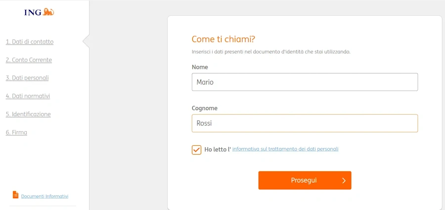 aprire conto corrente arancio cointestato